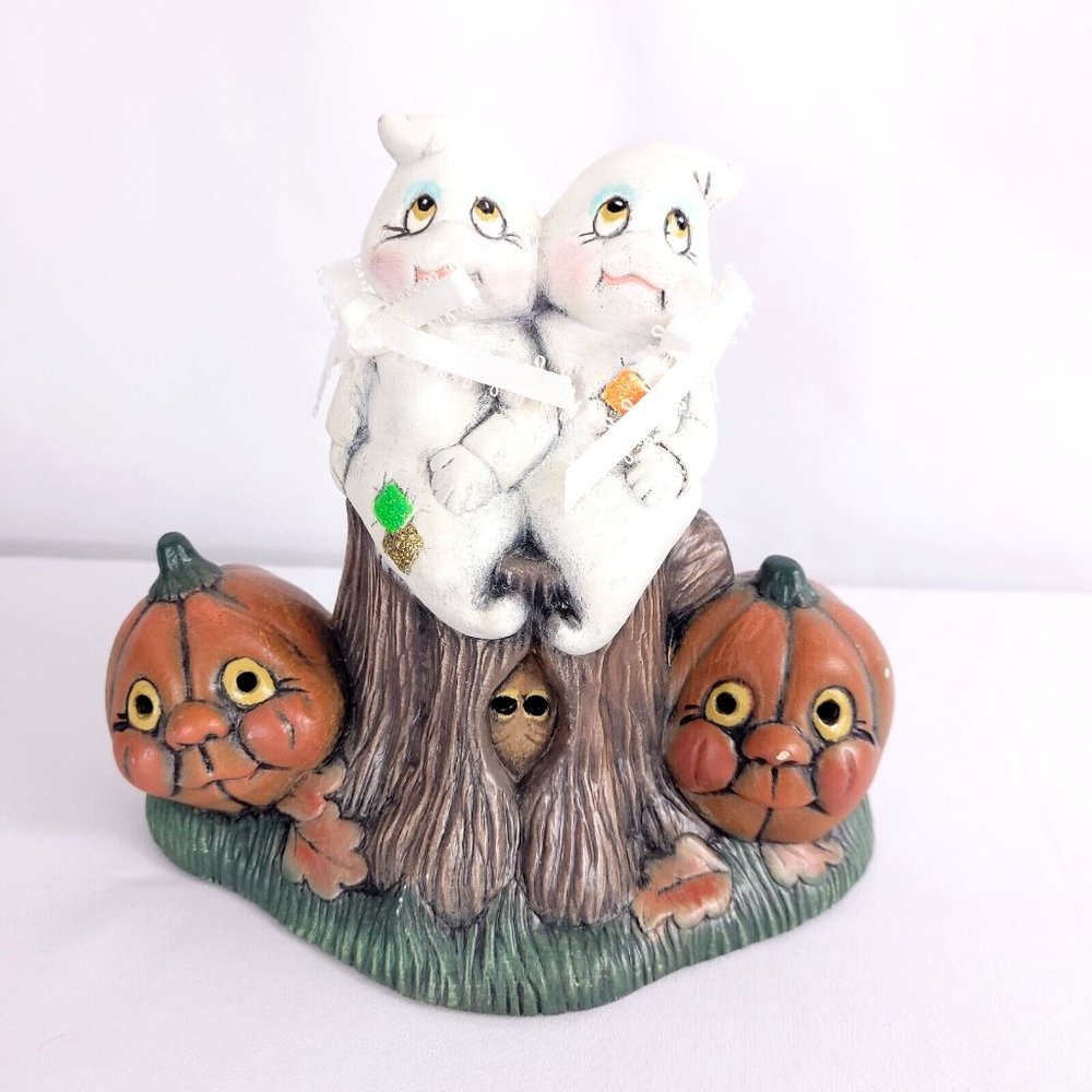 Friendly Ghost Pals Buddies Light Up Spooky Forest Pumpkins Halloween Decor